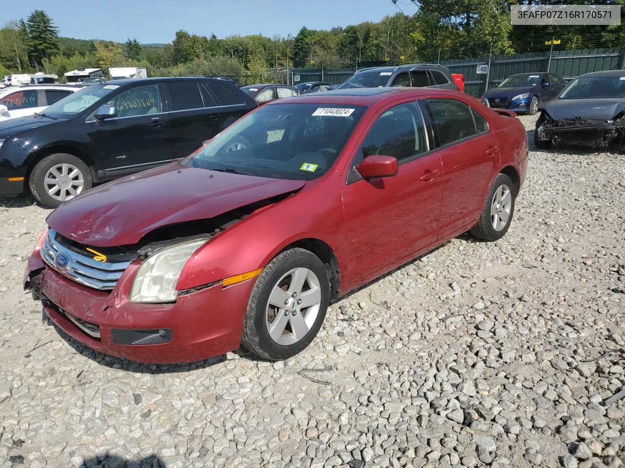 2006 Ford Fusion Se VIN: 3FAFP07Z16R170571 Lot: 71043024