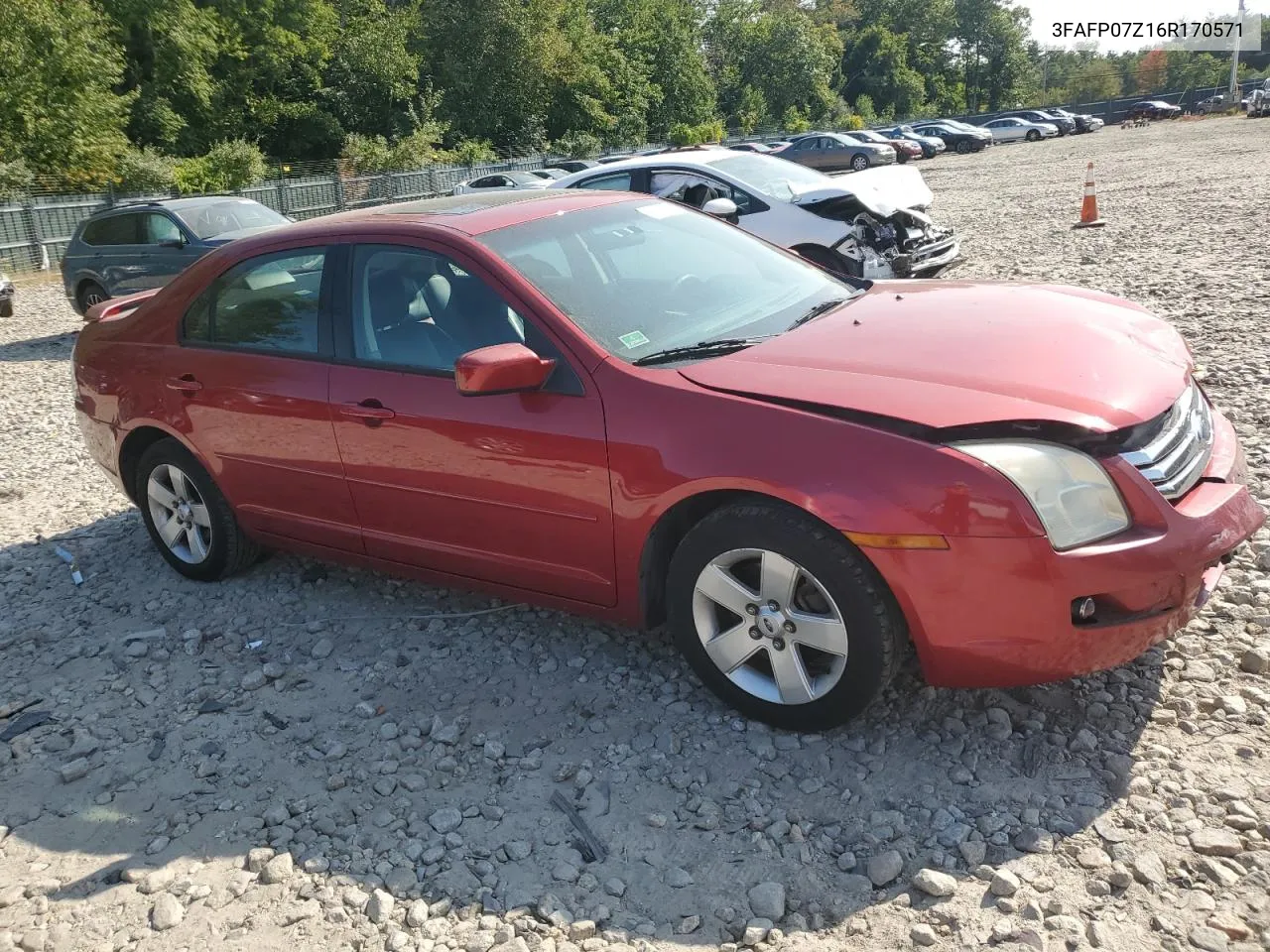 2006 Ford Fusion Se VIN: 3FAFP07Z16R170571 Lot: 71043024