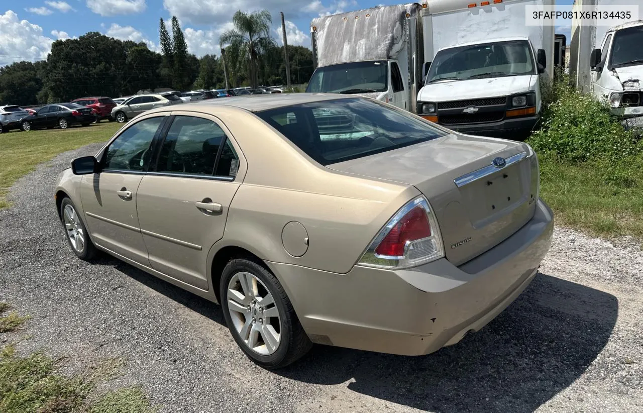 2006 Ford Fusion Sel VIN: 3FAFP081X6R134435 Lot: 72603894