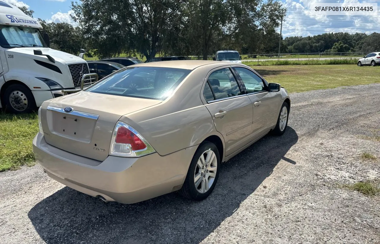 2006 Ford Fusion Sel VIN: 3FAFP081X6R134435 Lot: 72603894