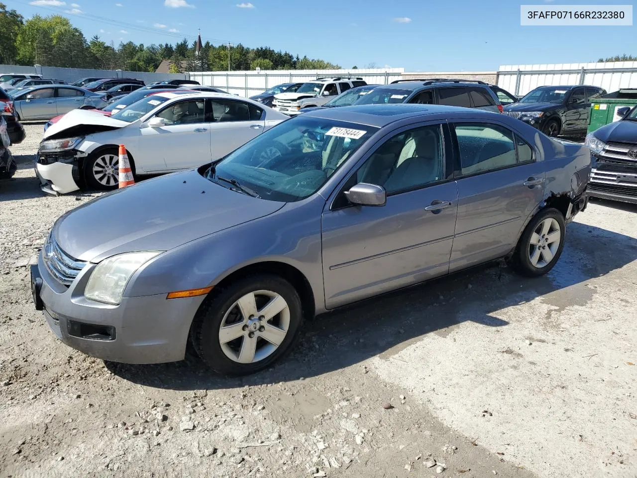 2006 Ford Fusion Se VIN: 3FAFP07166R232380 Lot: 73178444