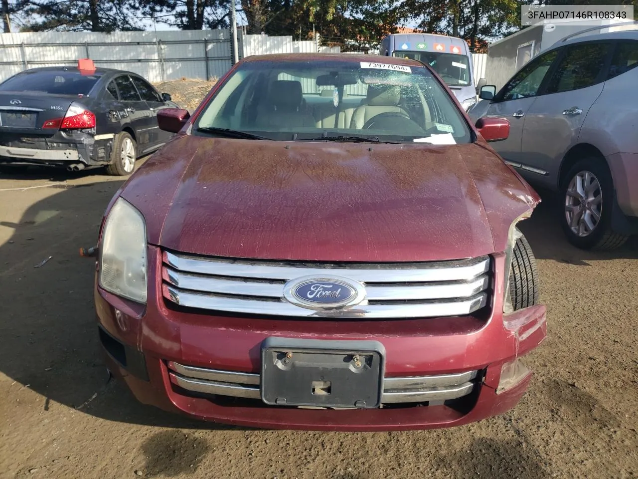 2006 Ford Fusion Se VIN: 3FAHP07146R108343 Lot: 73977694