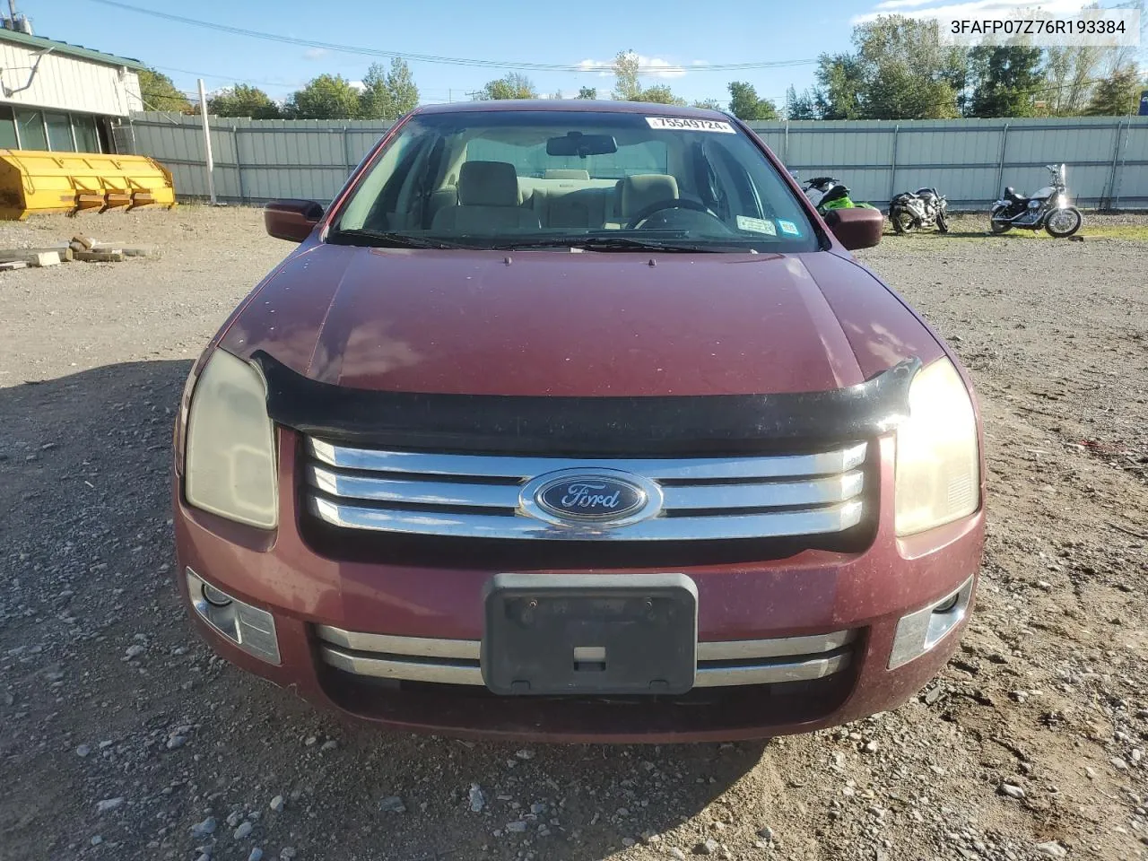 2006 Ford Fusion Se VIN: 3FAFP07Z76R193384 Lot: 75549724