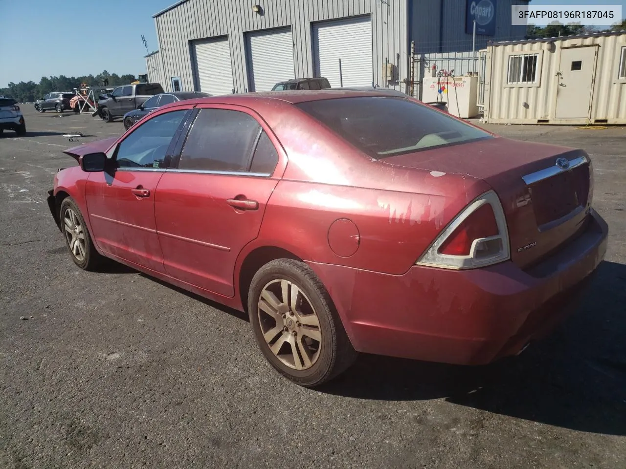 2006 Ford Fusion Sel VIN: 3FAFP08196R187045 Lot: 77820344