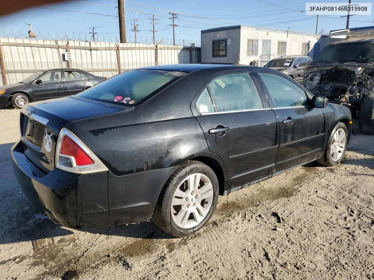 2006 Ford Fusion Sel VIN: 3FAHP08146R215908 Lot: 78099514