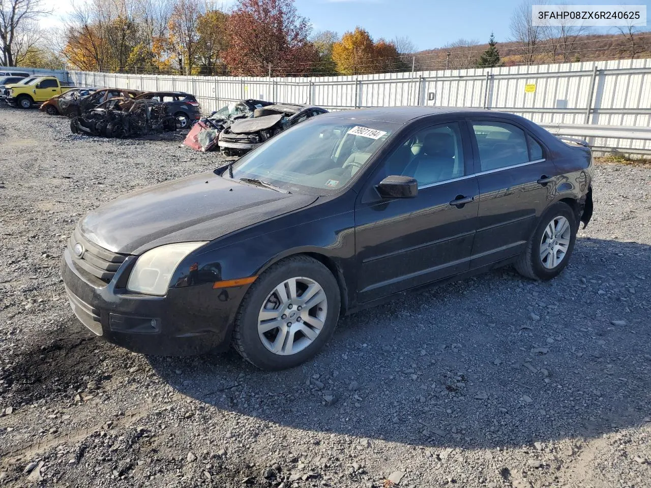 2006 Ford Fusion Sel VIN: 3FAHP08ZX6R240625 Lot: 79921194