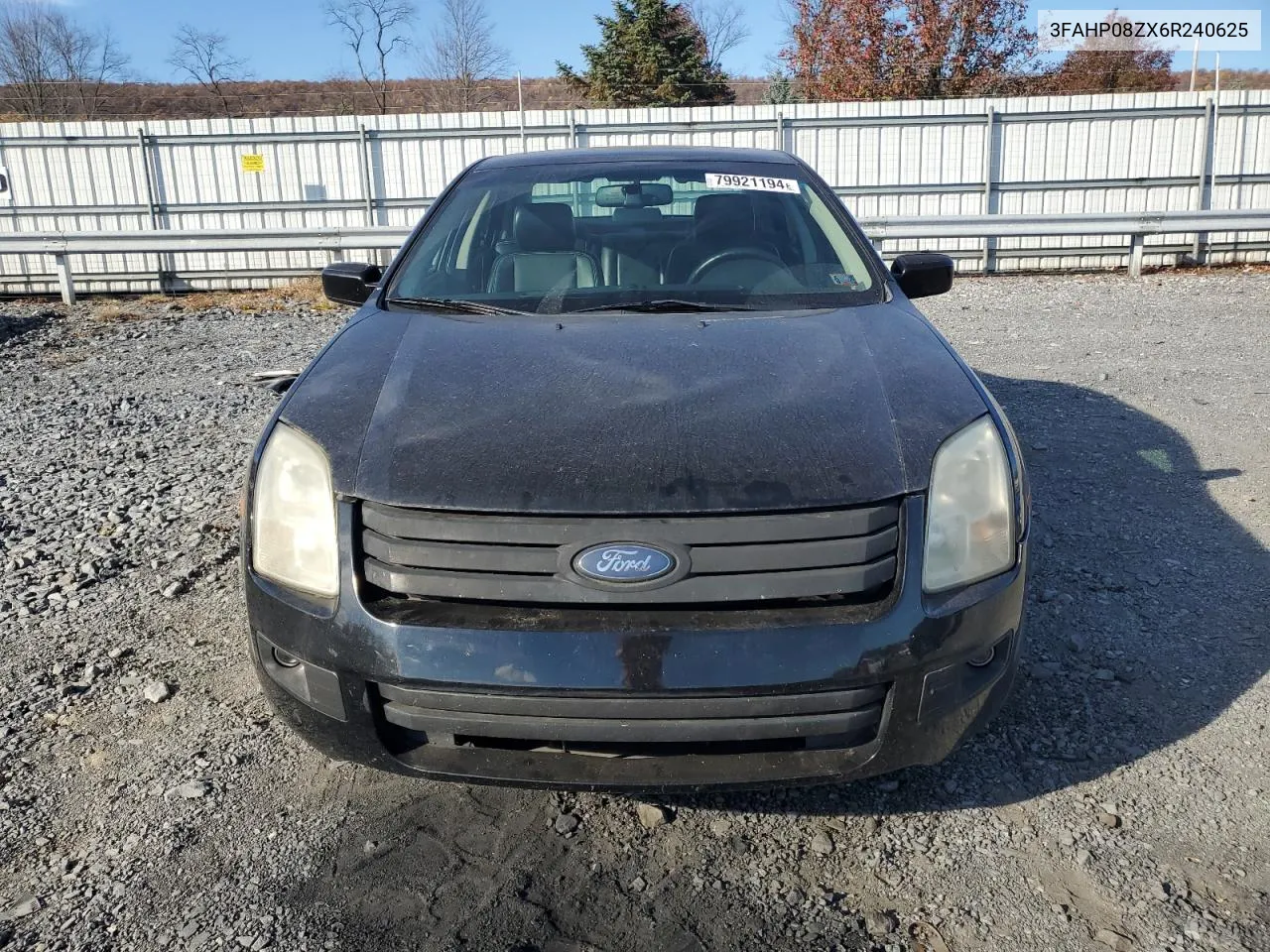 2006 Ford Fusion Sel VIN: 3FAHP08ZX6R240625 Lot: 79921194