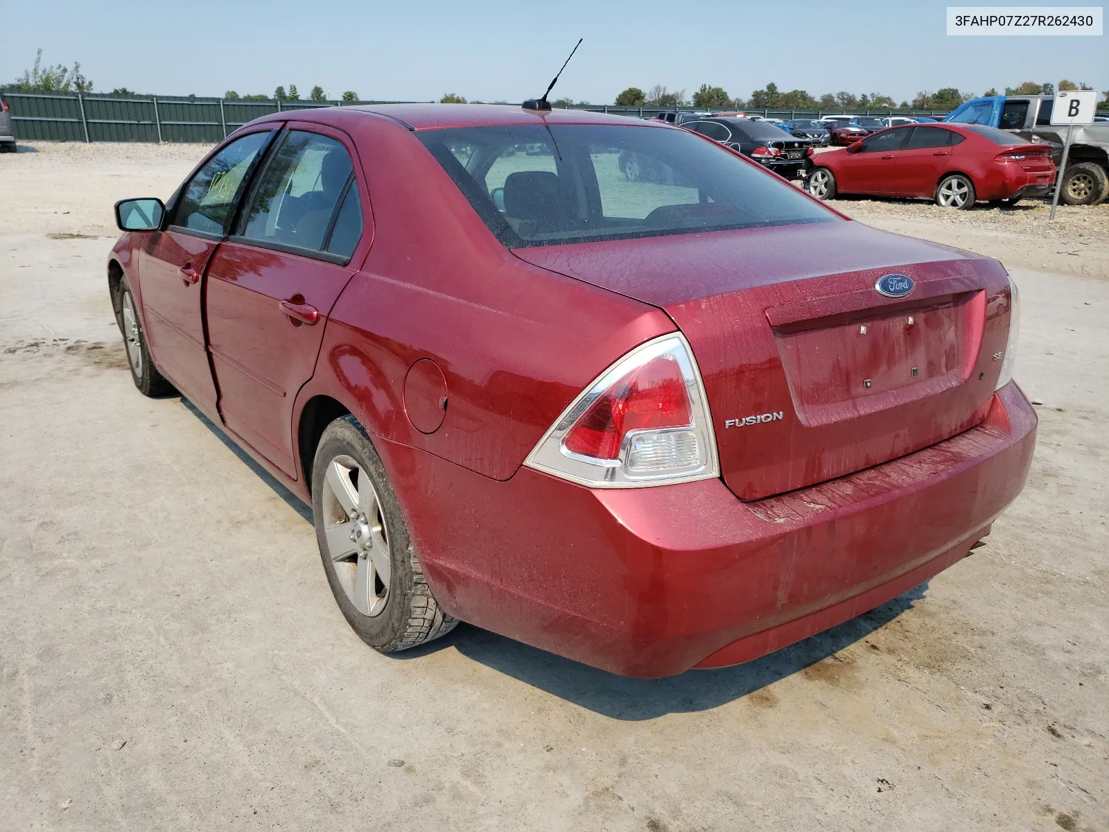 2007 Ford Fusion Se VIN: 3FAHP07Z27R262430 Lot: 63497003