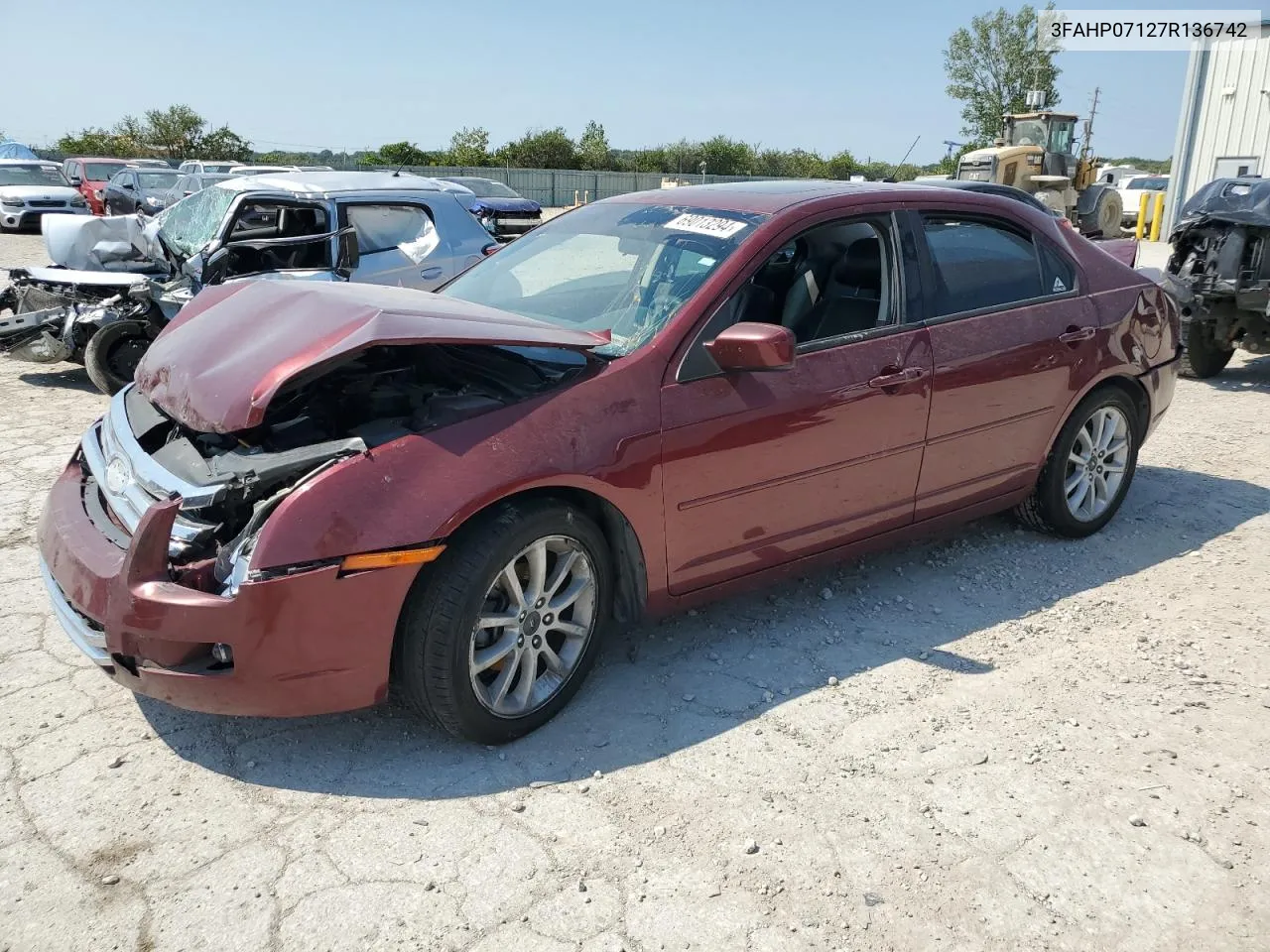 2007 Ford Fusion Se VIN: 3FAHP07127R136742 Lot: 69013294