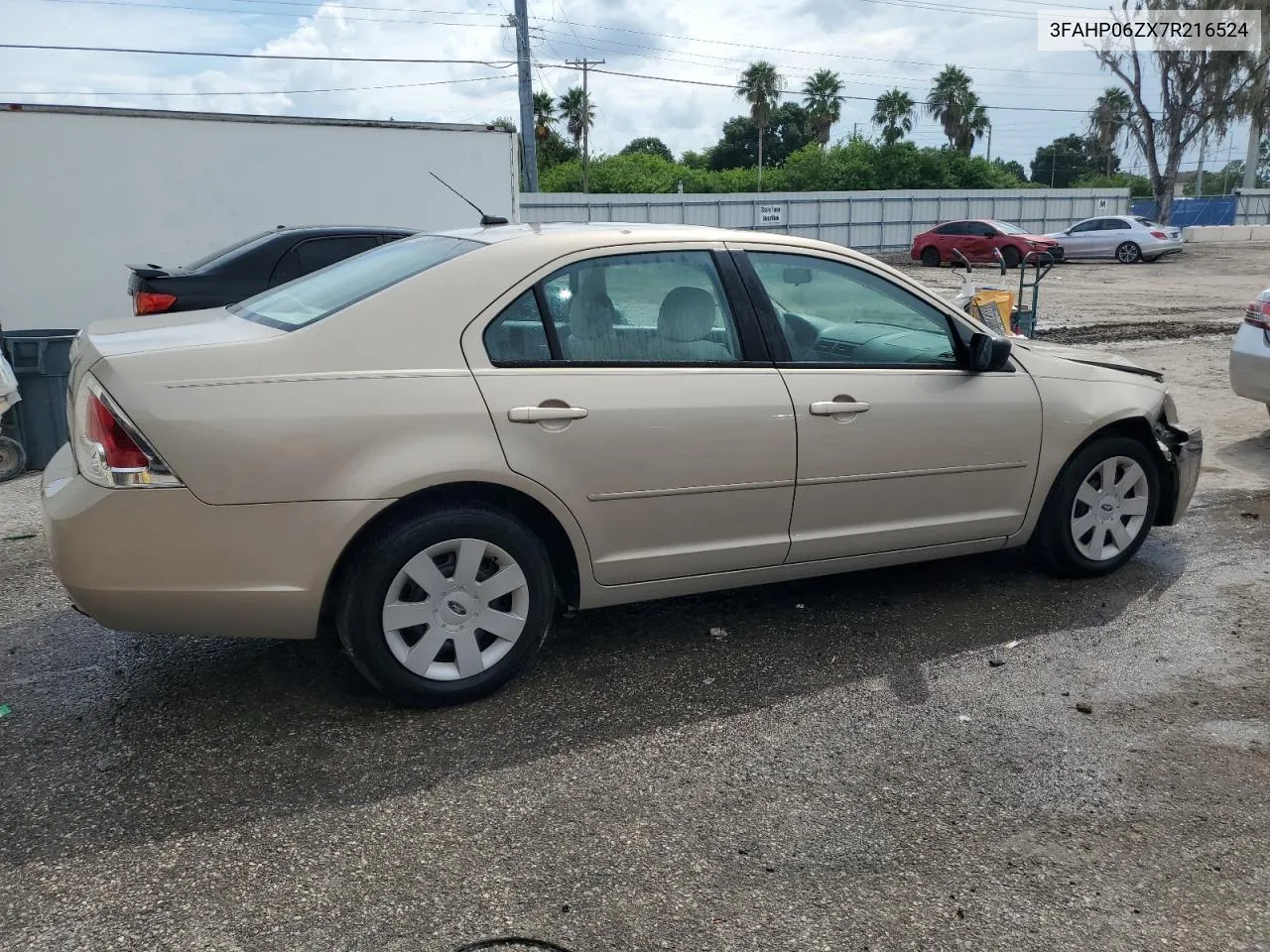 2007 Ford Fusion S VIN: 3FAHP06ZX7R216524 Lot: 71756364