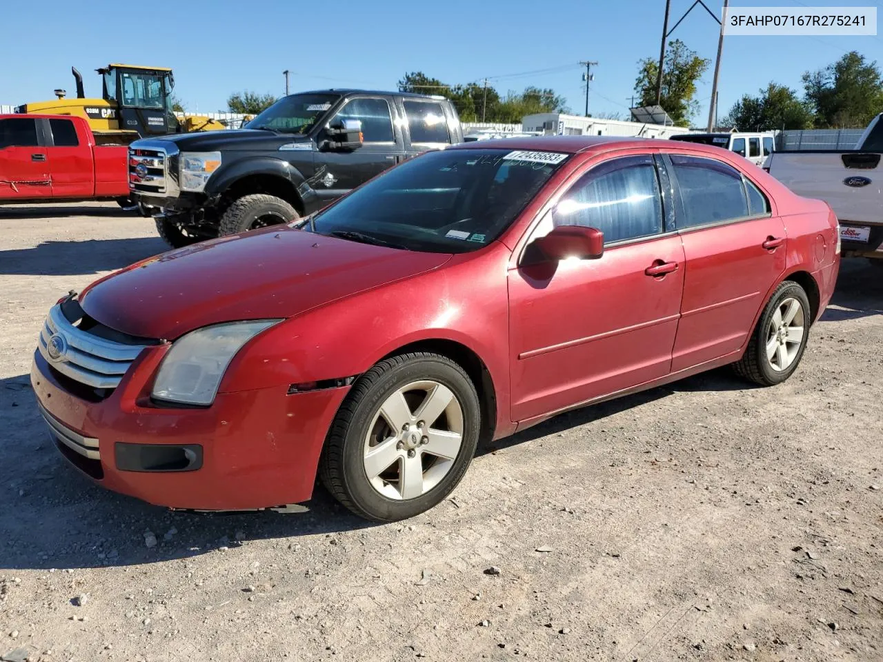 2007 Ford Fusion Se VIN: 3FAHP07167R275241 Lot: 72435683