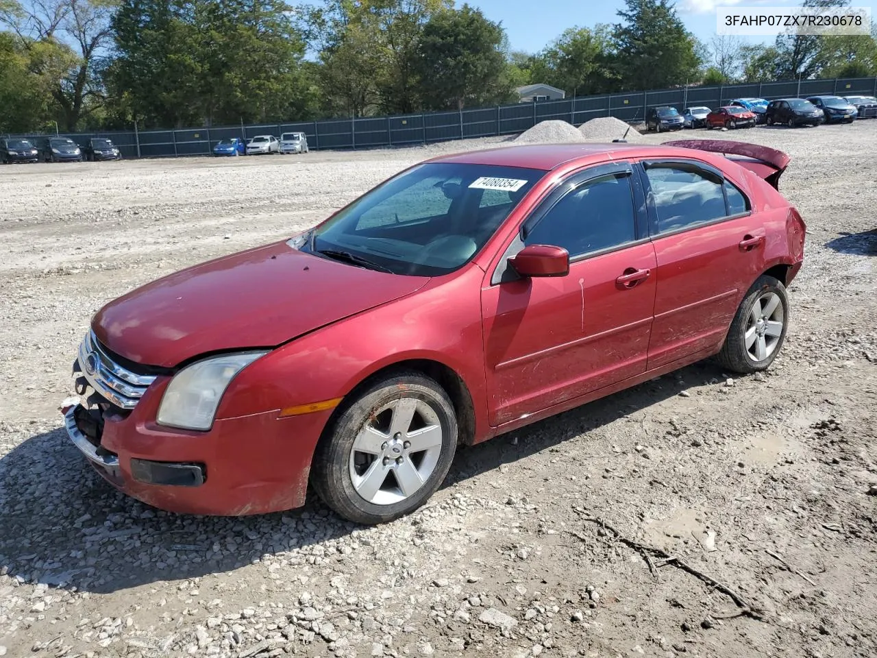 2007 Ford Fusion Se VIN: 3FAHP07ZX7R230678 Lot: 74080354