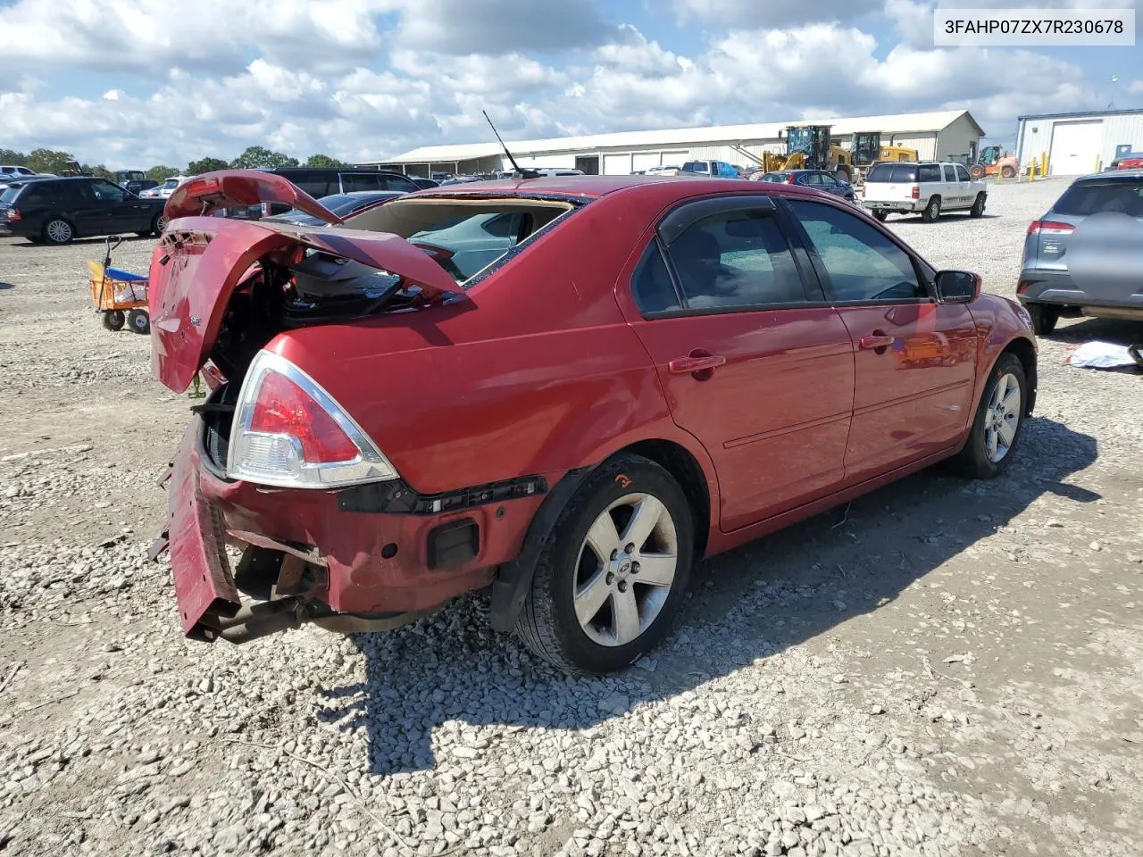 2007 Ford Fusion Se VIN: 3FAHP07ZX7R230678 Lot: 74080354