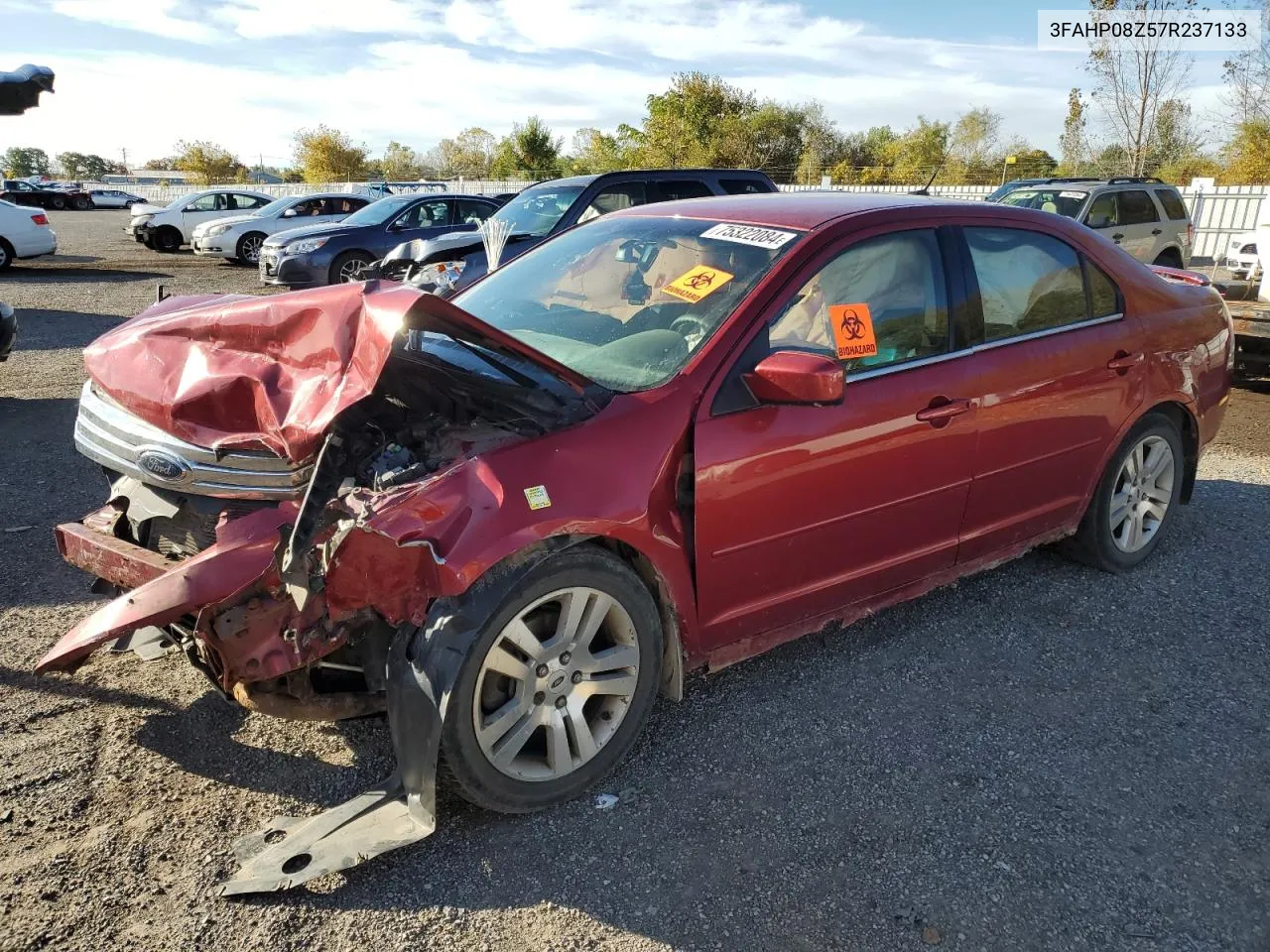 2007 Ford Fusion Sel VIN: 3FAHP08Z57R237133 Lot: 75322084