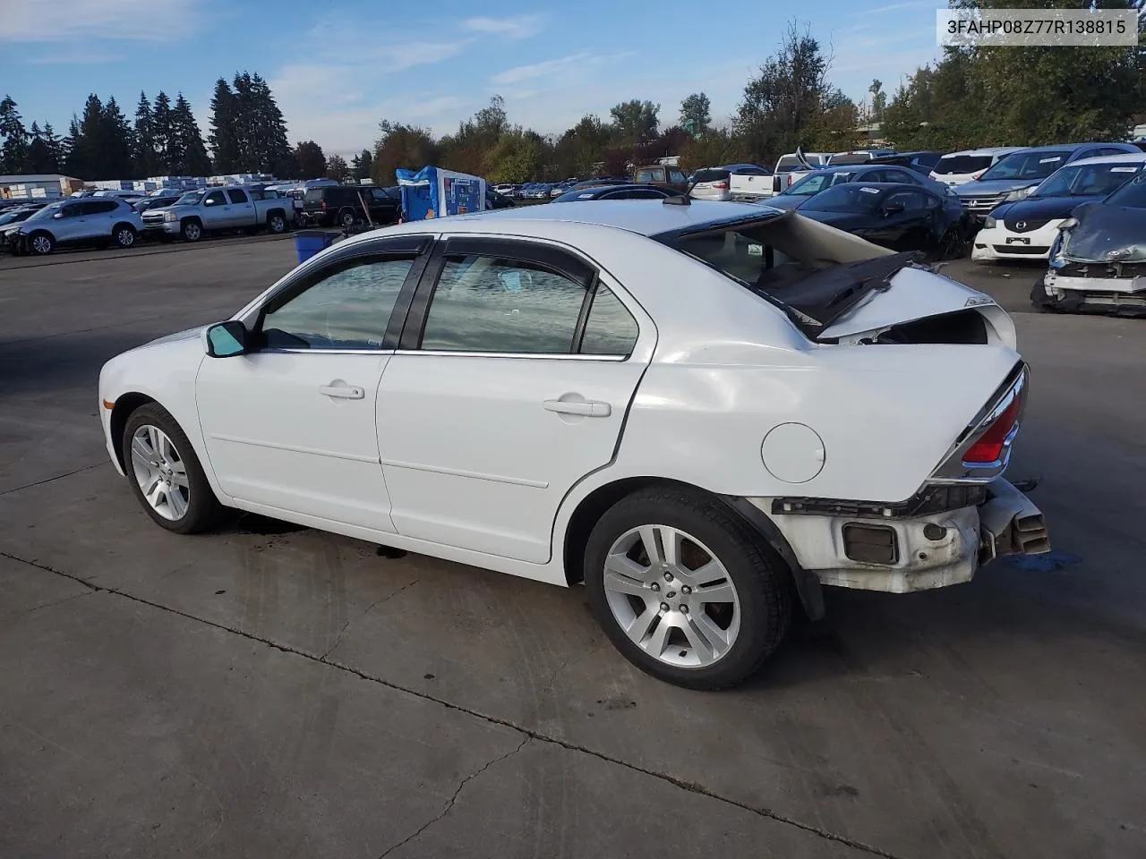 2007 Ford Fusion Sel VIN: 3FAHP08Z77R138815 Lot: 77877264