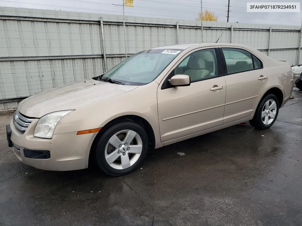 2007 Ford Fusion Se VIN: 3FAHP07187R234951 Lot: 78426854