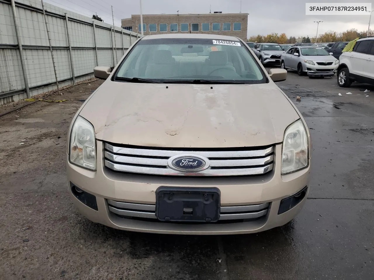 2007 Ford Fusion Se VIN: 3FAHP07187R234951 Lot: 78426854