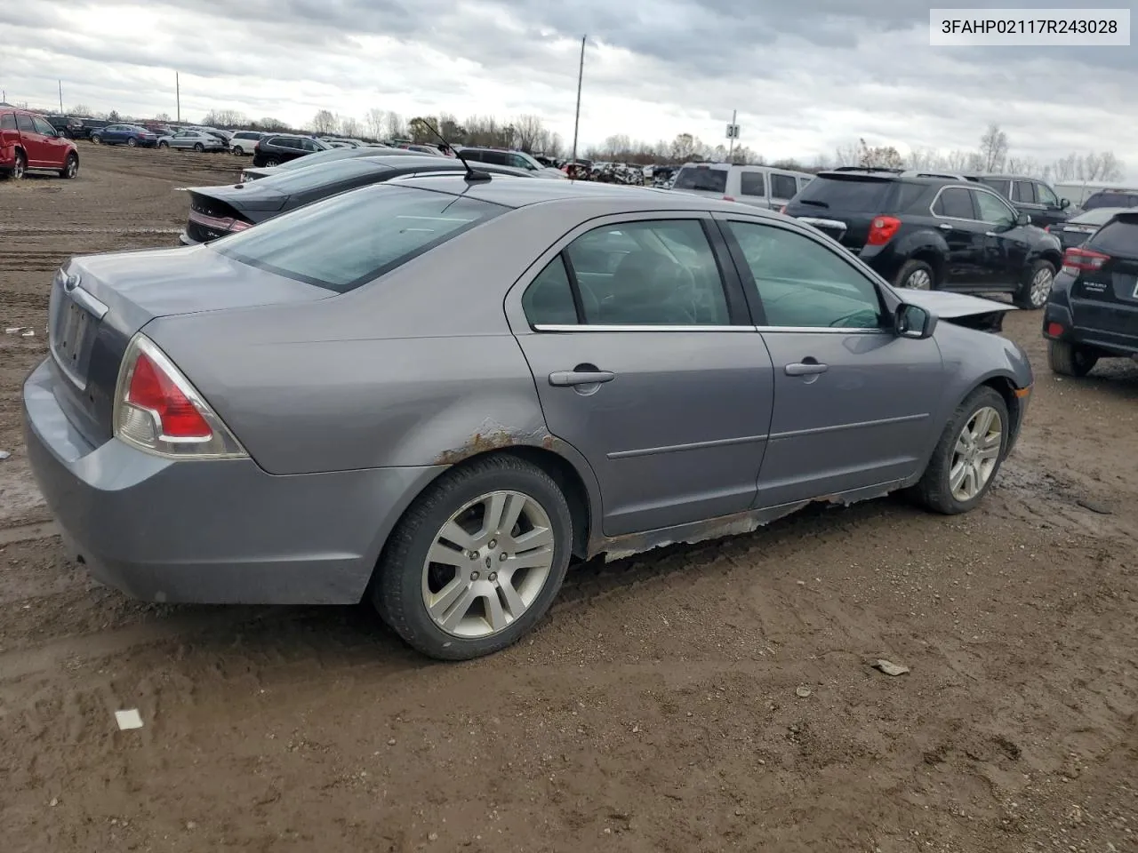 2007 Ford Fusion Sel VIN: 3FAHP02117R243028 Lot: 79168274