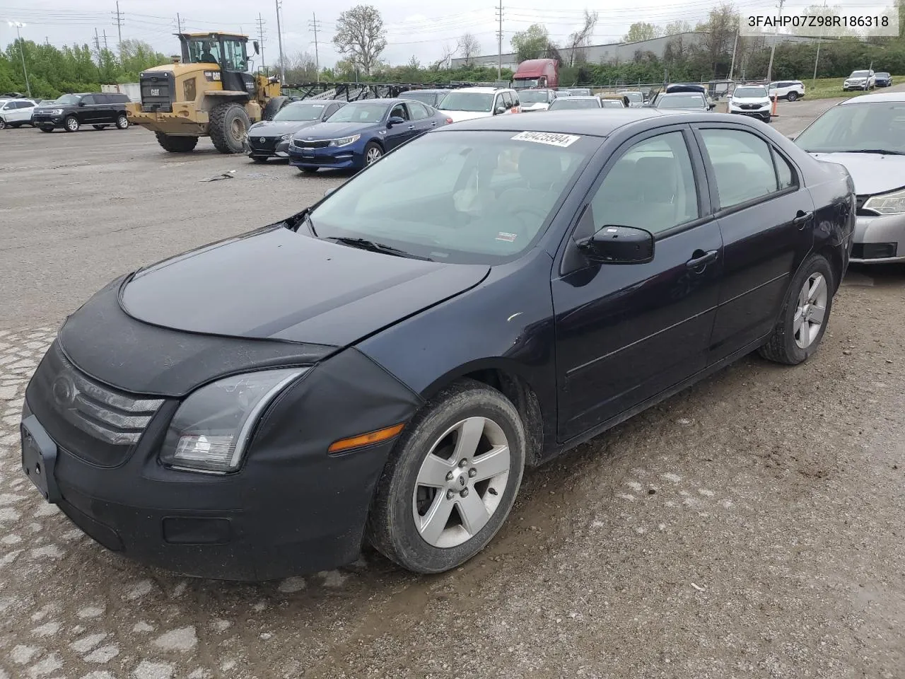 2008 Ford Fusion Se VIN: 3FAHP07Z98R186318 Lot: 50425994