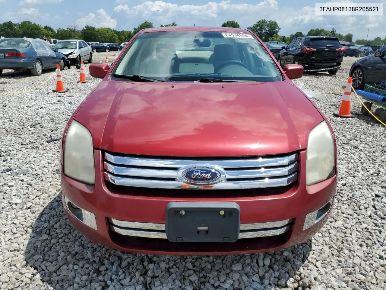 2008 Ford Fusion Sel VIN: 3FAHP08138R205521 Lot: 64594694