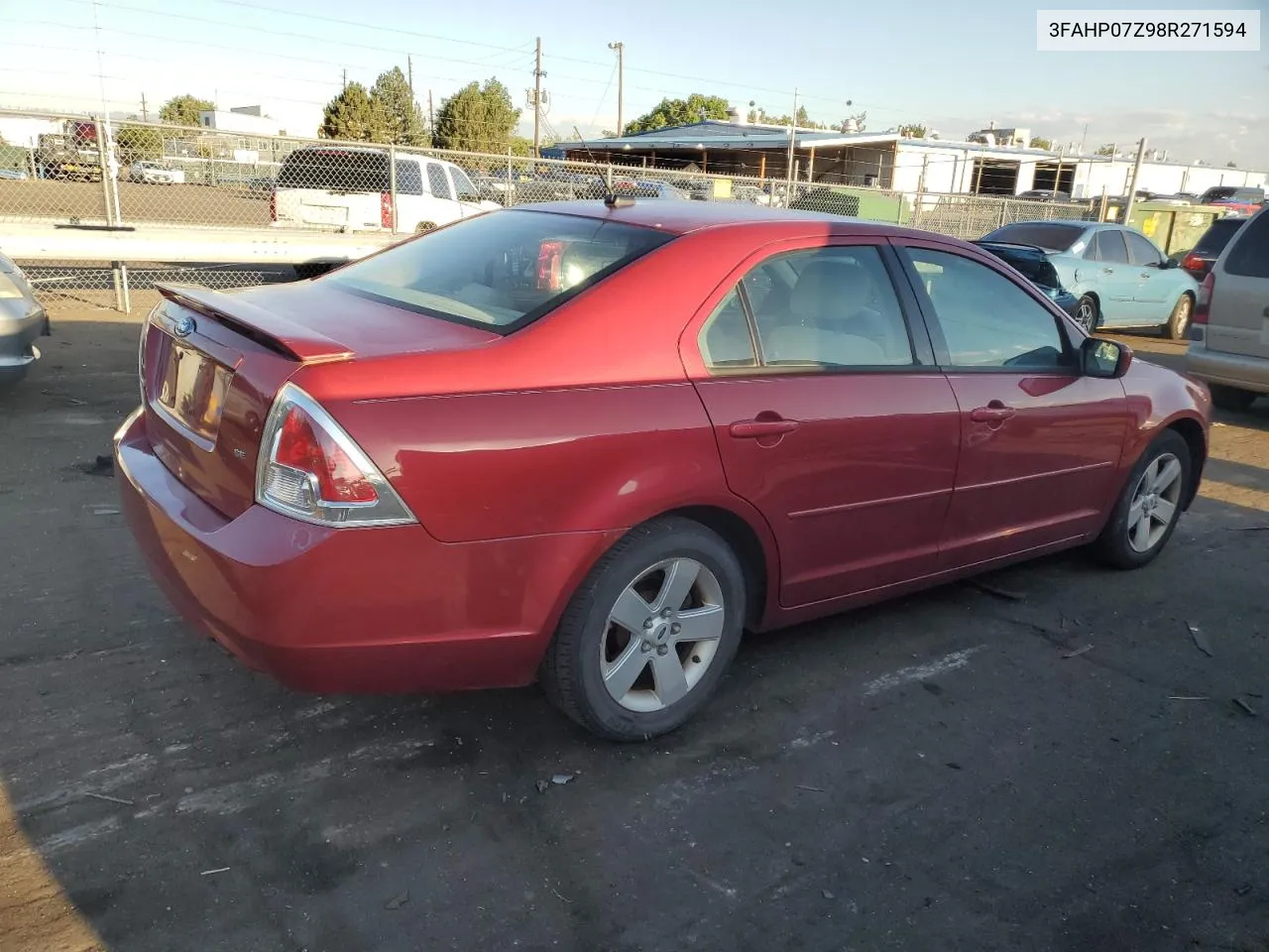 2008 Ford Fusion Se VIN: 3FAHP07Z98R271594 Lot: 67846834