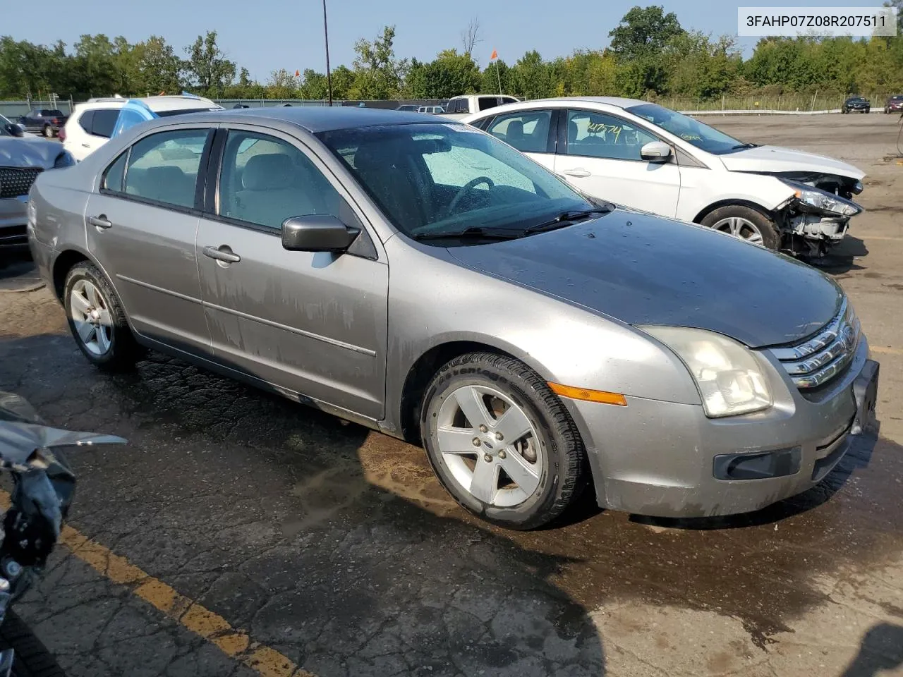 2008 Ford Fusion Se VIN: 3FAHP07Z08R207511 Lot: 71074454