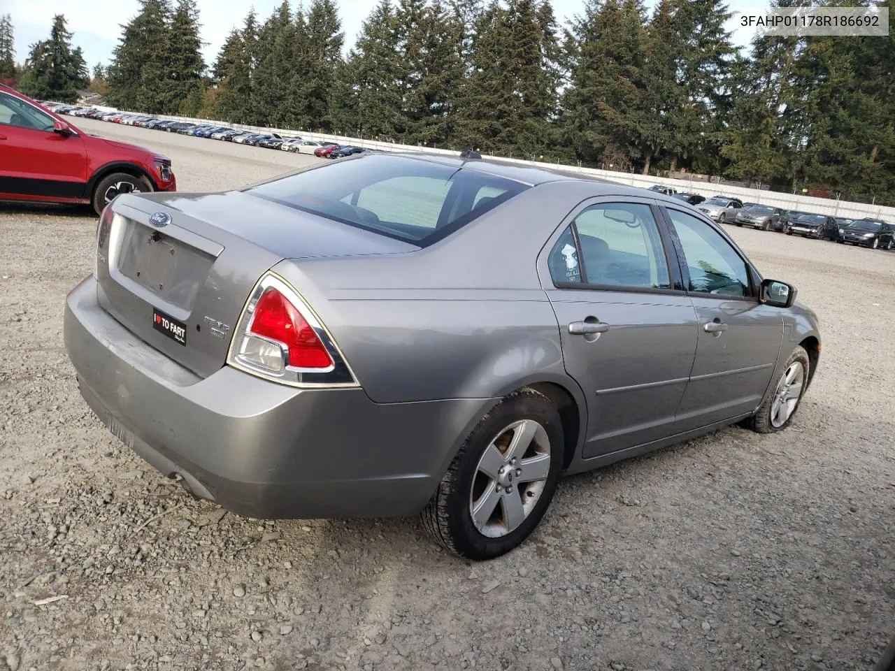 2008 Ford Fusion Se VIN: 3FAHP01178R186692 Lot: 77791094