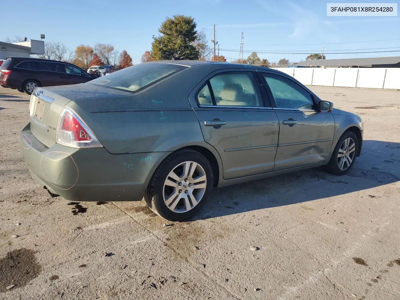 2008 Ford Fusion Sel VIN: 3FAHP081X8R254280 Lot: 77793484