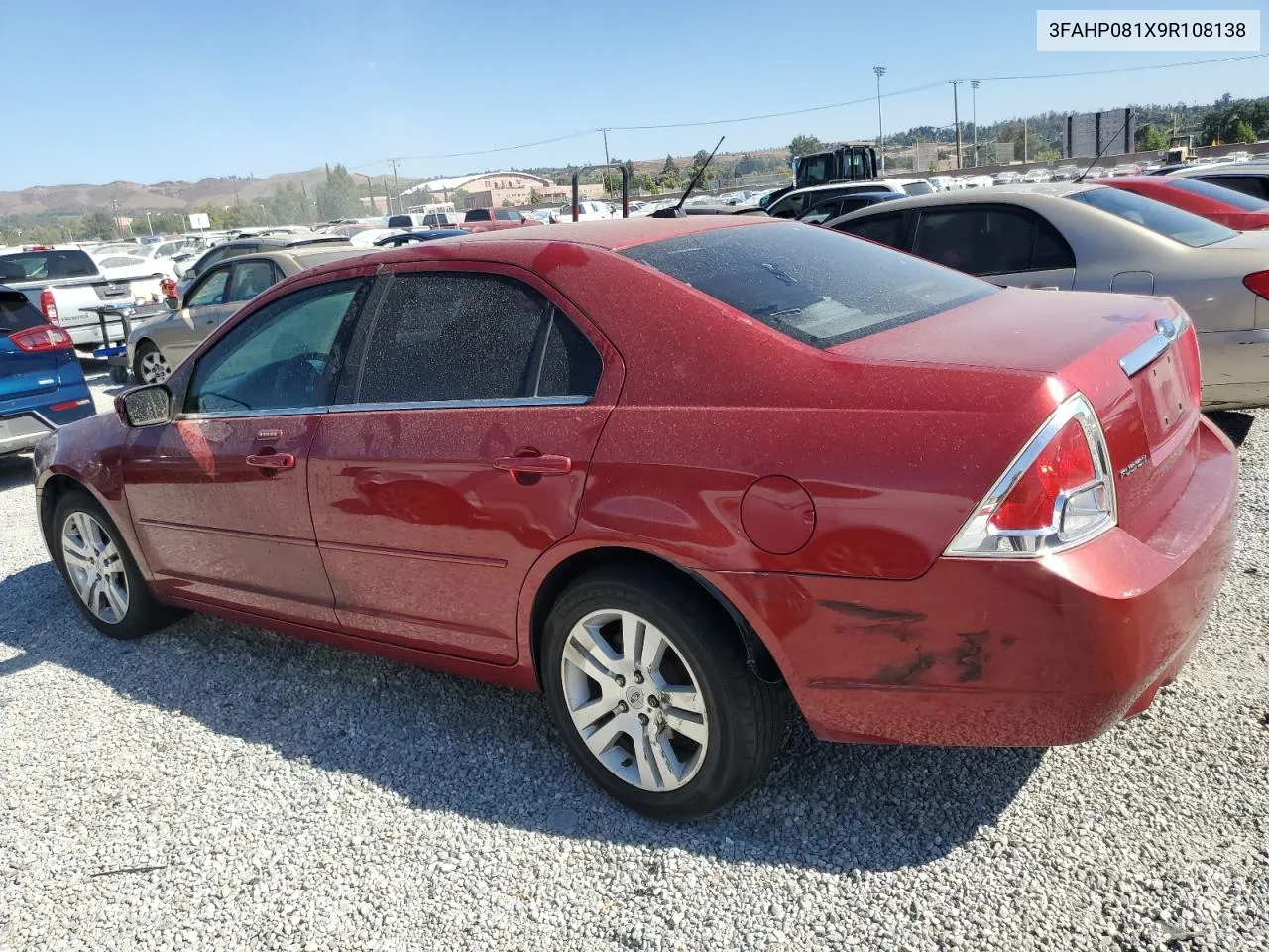 2009 Ford Fusion Sel VIN: 3FAHP081X9R108138 Lot: 67029974