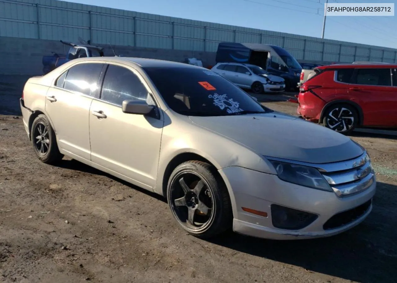 2010 Ford Fusion Se VIN: 3FAHP0HG8AR258712 Lot: 61949374