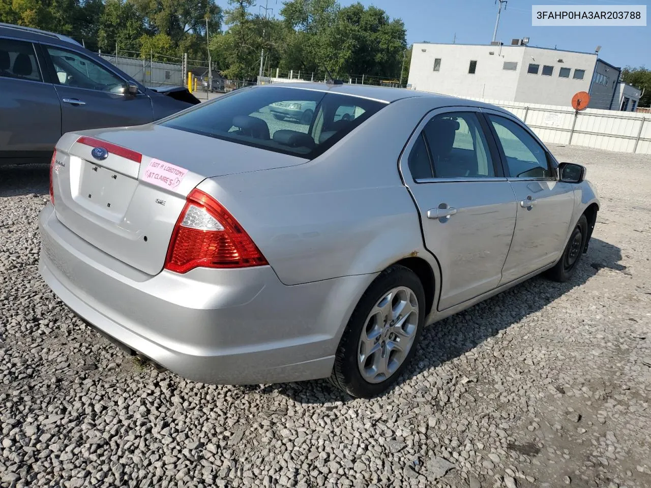 2010 Ford Fusion Se VIN: 3FAHP0HA3AR203788 Lot: 67349384