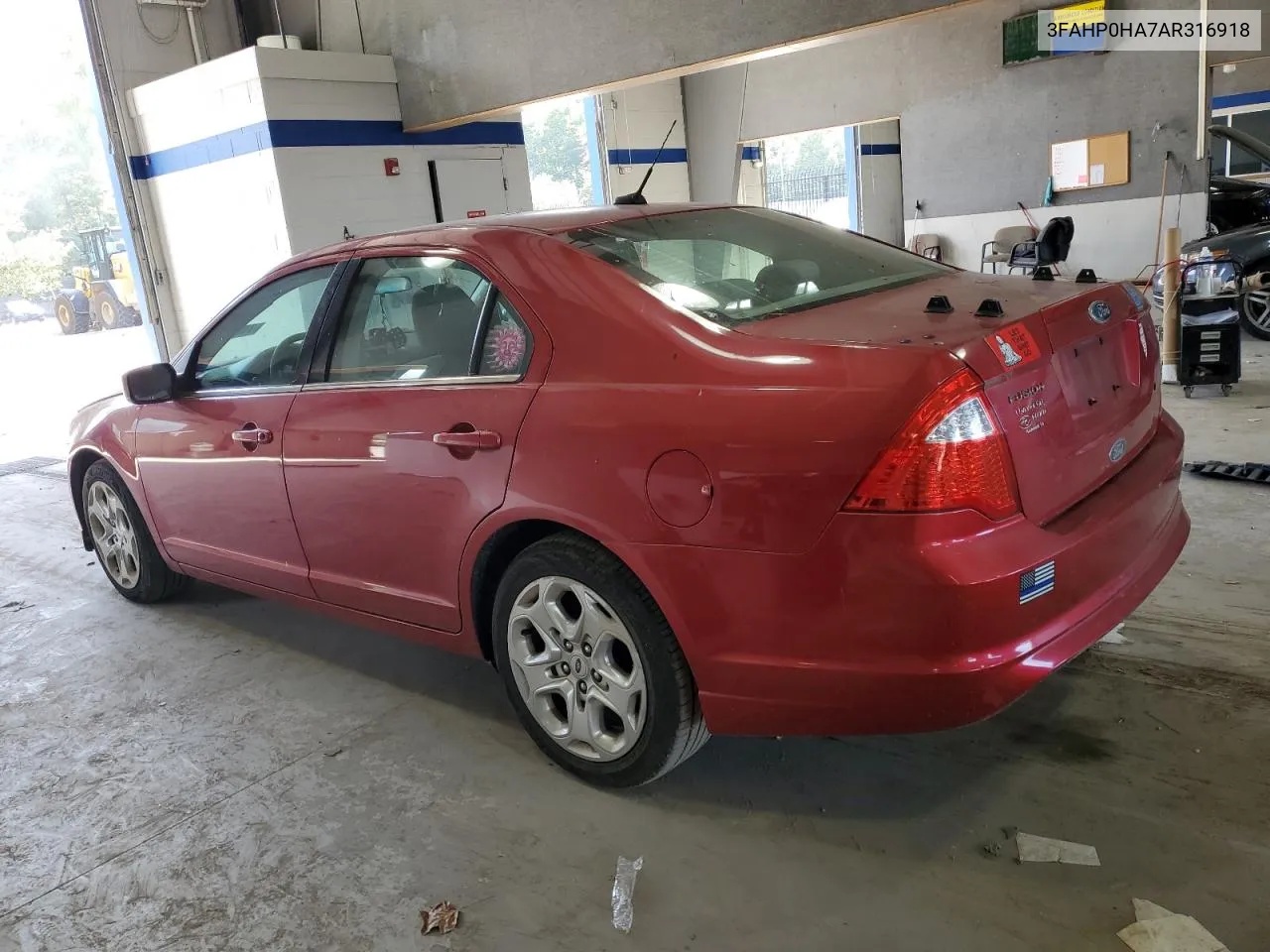 2010 Ford Fusion Se VIN: 3FAHP0HA7AR316918 Lot: 71097044