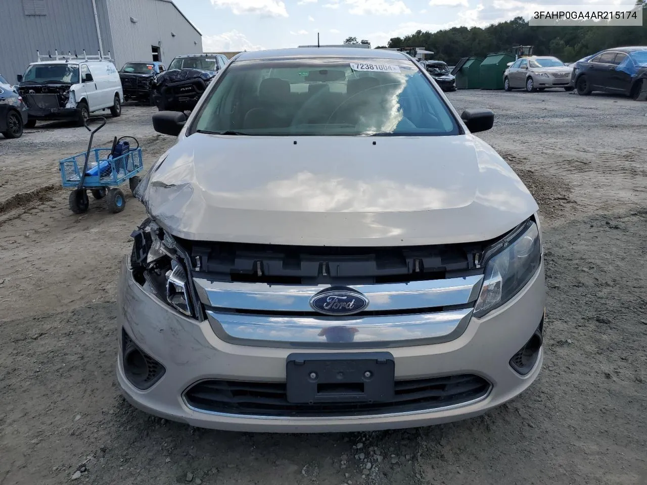 2010 Ford Fusion S VIN: 3FAHP0GA4AR215174 Lot: 72381004