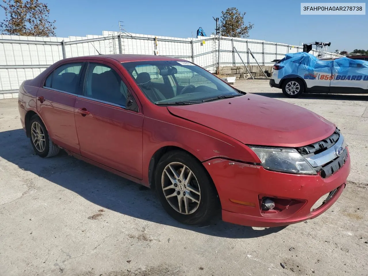 2010 Ford Fusion Se VIN: 3FAHP0HA0AR278738 Lot: 73648434