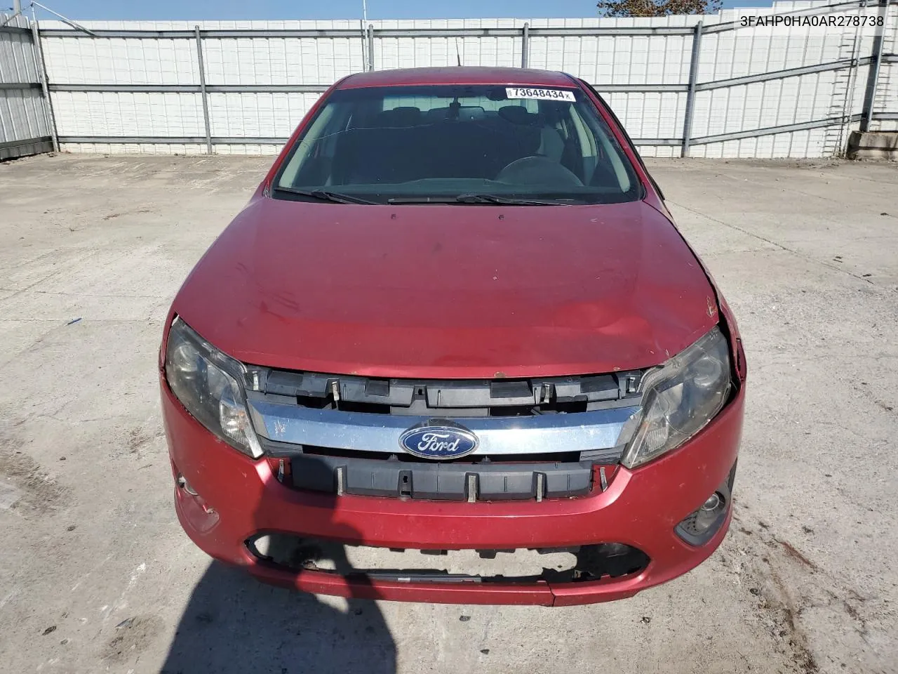 2010 Ford Fusion Se VIN: 3FAHP0HA0AR278738 Lot: 73648434