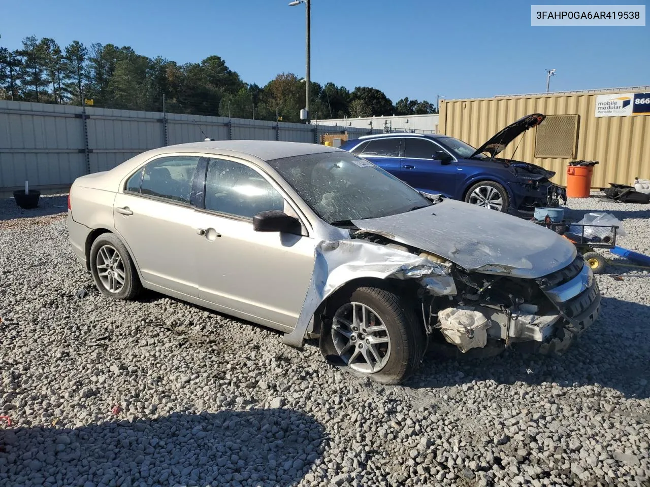 2010 Ford Fusion S VIN: 3FAHP0GA6AR419538 Lot: 77858594