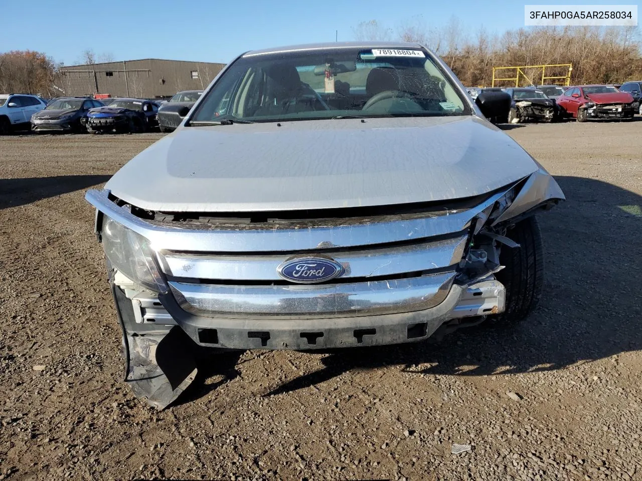 2010 Ford Fusion S VIN: 3FAHP0GA5AR258034 Lot: 78918804