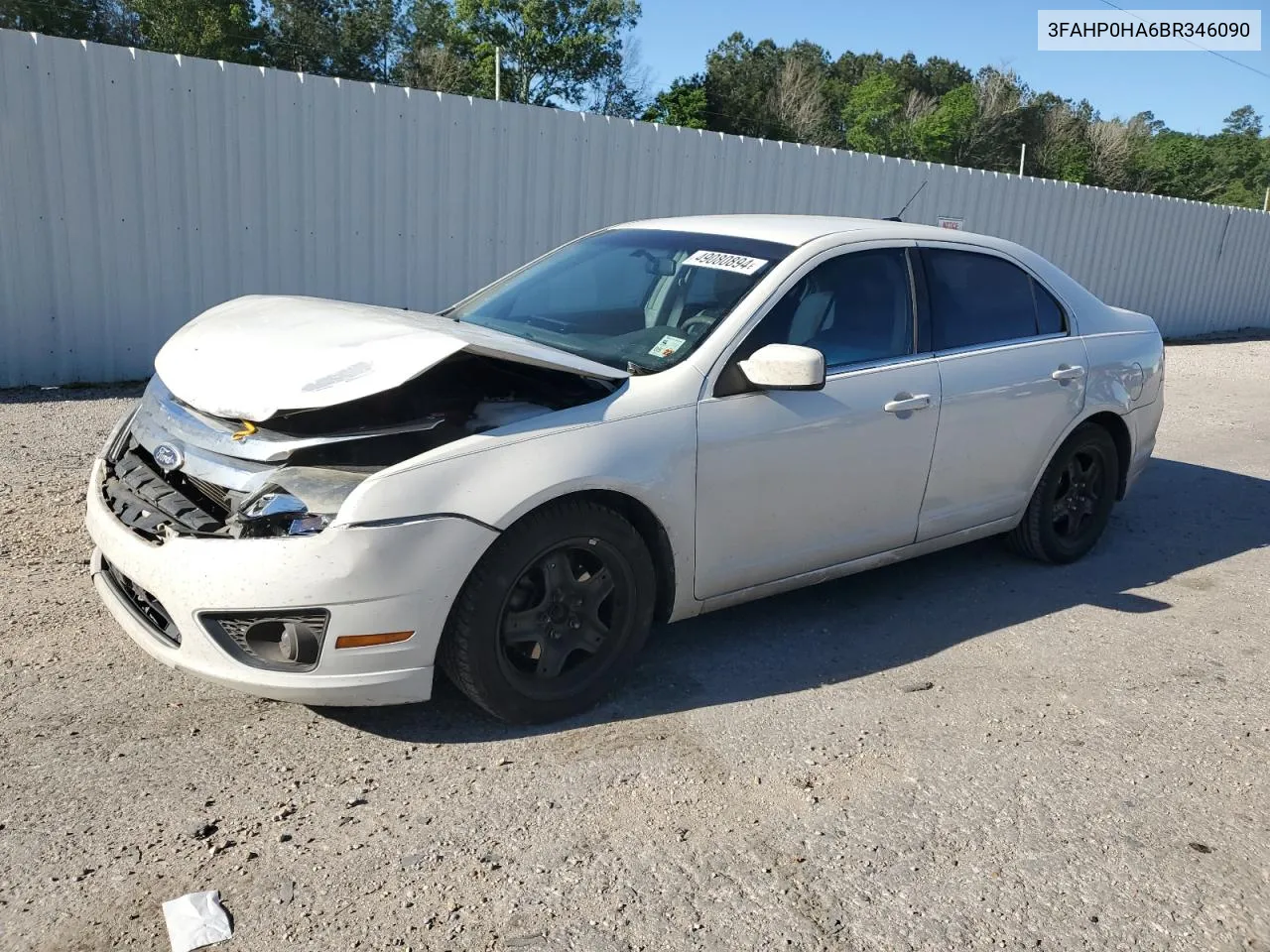 2011 Ford Fusion Se VIN: 3FAHP0HA6BR346090 Lot: 49080894