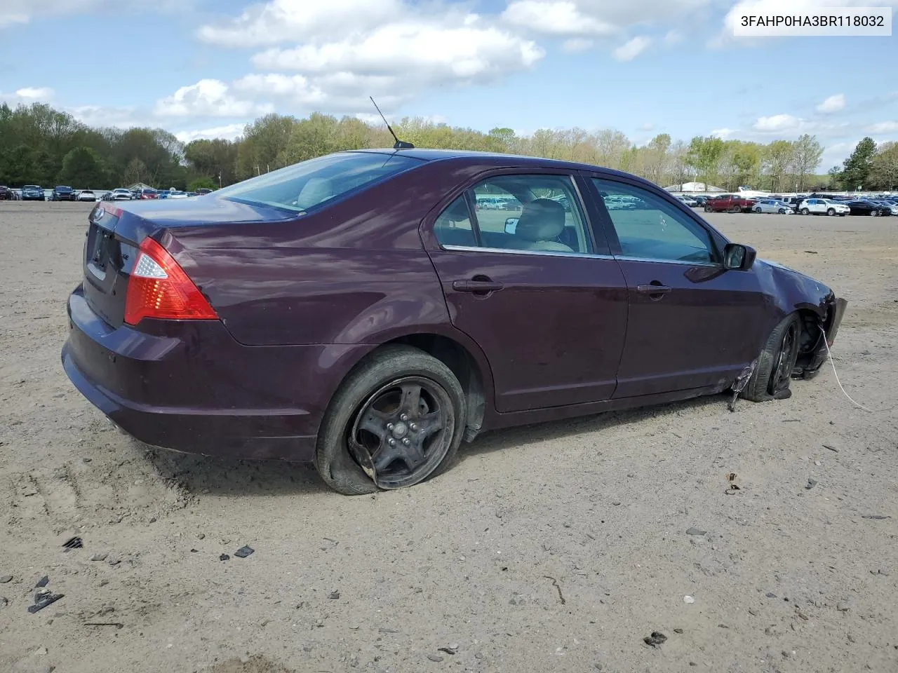 2011 Ford Fusion Se VIN: 3FAHP0HA3BR118032 Lot: 49209924