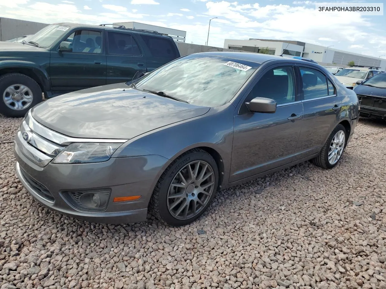 2011 Ford Fusion Se VIN: 3FAHP0HA3BR203310 Lot: 68706464