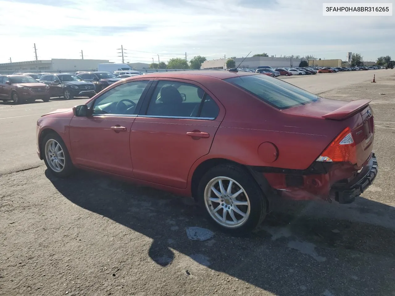 2011 Ford Fusion Se VIN: 3FAHP0HA8BR316265 Lot: 71636544