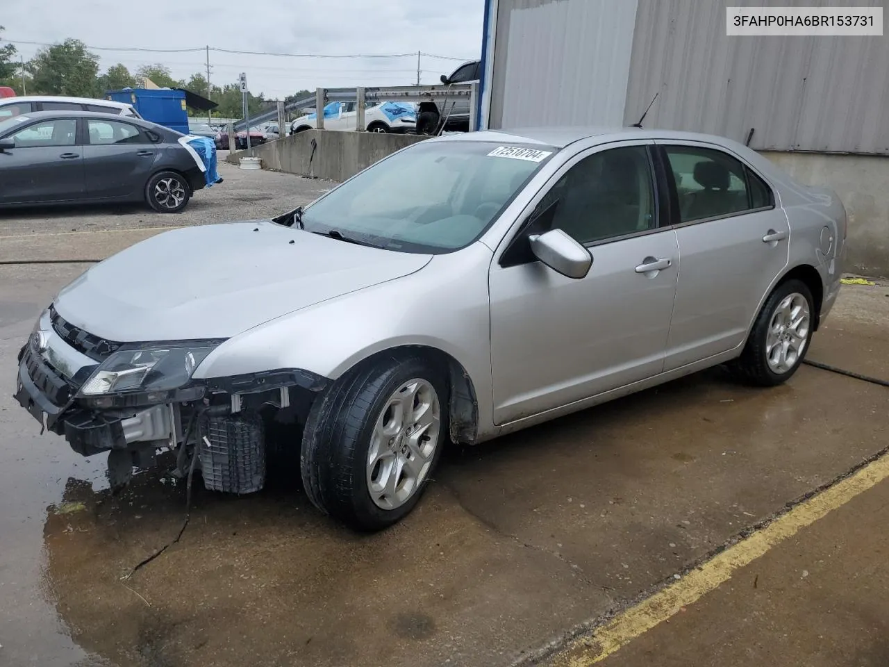 2011 Ford Fusion Se VIN: 3FAHP0HA6BR153731 Lot: 72518704