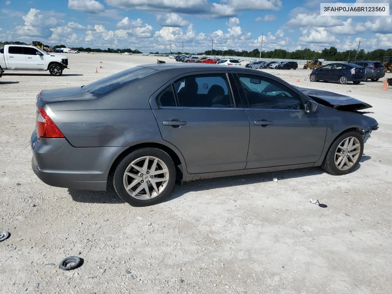 2011 Ford Fusion Sel VIN: 3FAHP0JA6BR123560 Lot: 72729664