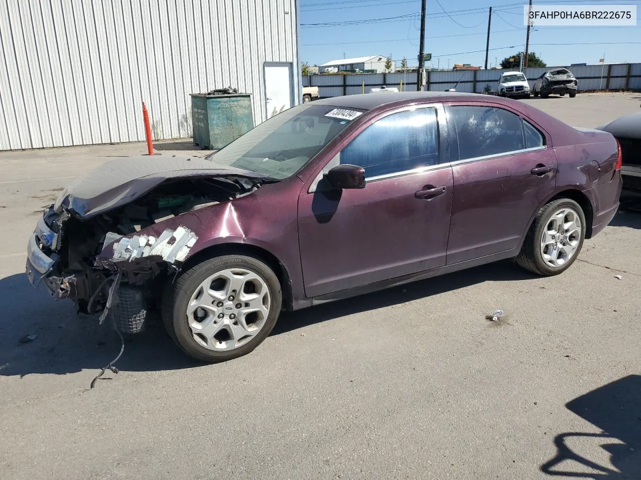 2011 Ford Fusion Se VIN: 3FAHP0HA6BR222675 Lot: 73004394