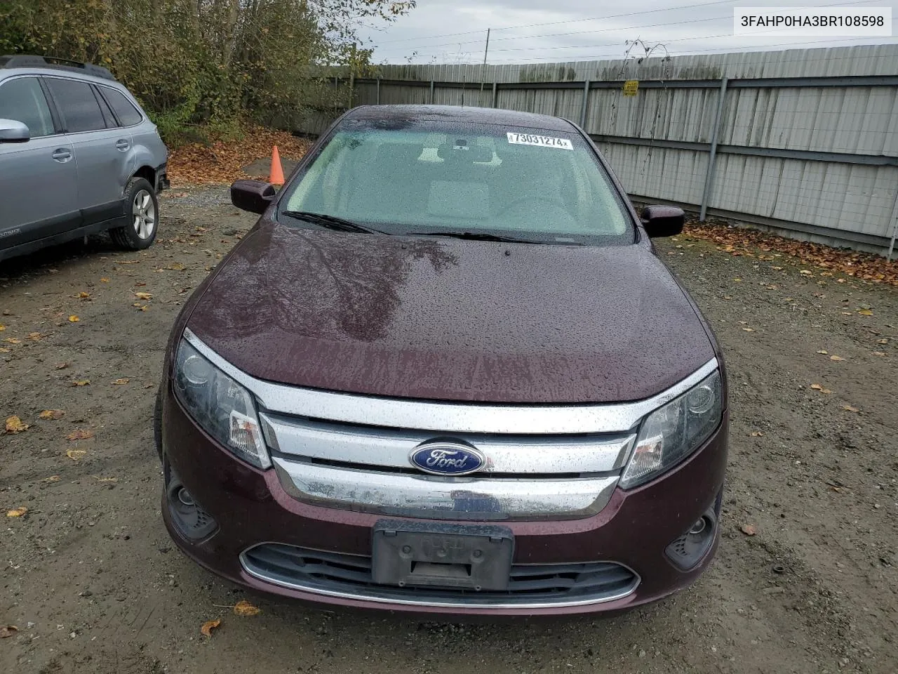 2011 Ford Fusion Se VIN: 3FAHP0HA3BR108598 Lot: 73031274