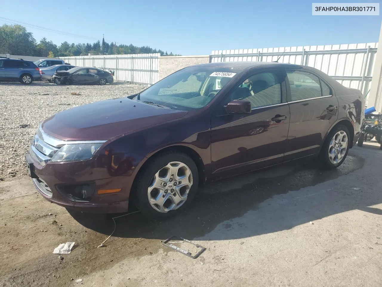 2011 Ford Fusion Se VIN: 3FAHP0HA3BR301771 Lot: 74575654