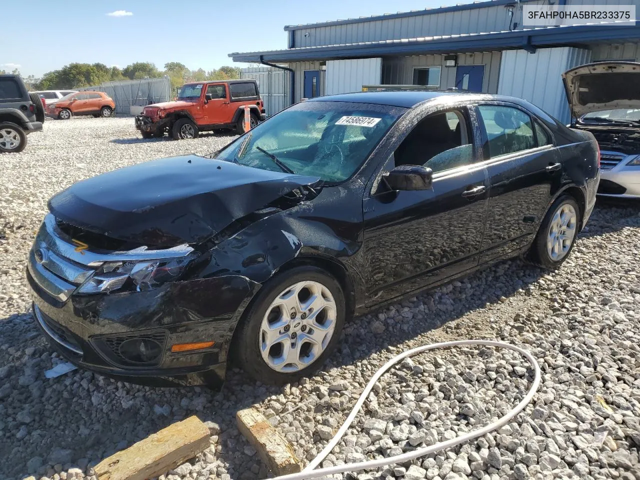 2011 Ford Fusion Se VIN: 3FAHP0HA5BR233375 Lot: 74586974