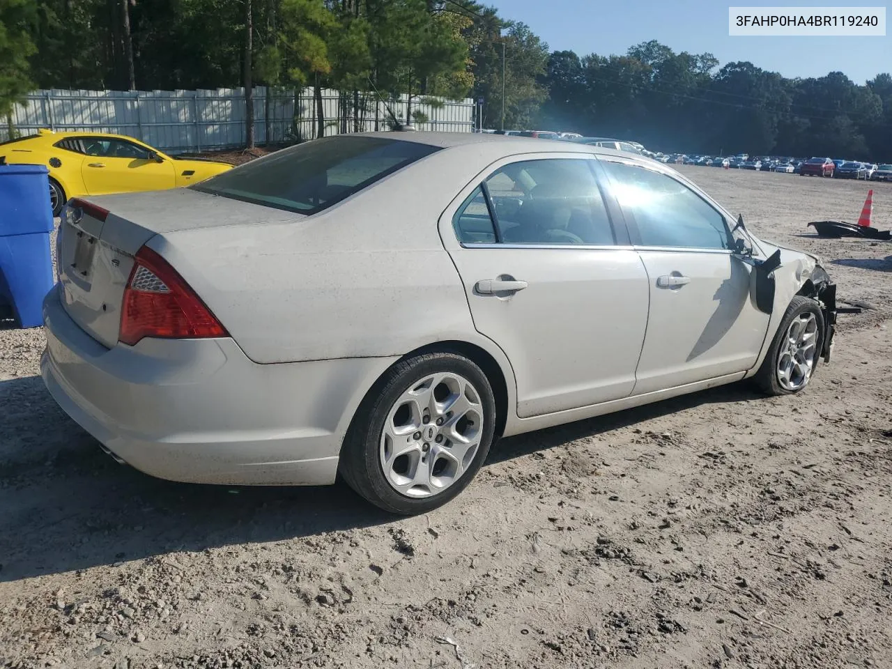 2011 Ford Fusion Se VIN: 3FAHP0HA4BR119240 Lot: 74604674