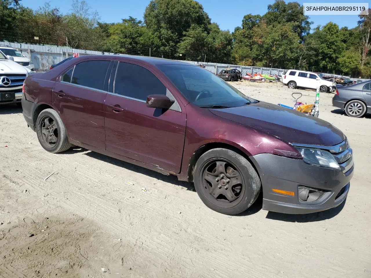 2011 Ford Fusion Se VIN: 3FAHP0HA0BR295119 Lot: 74688624