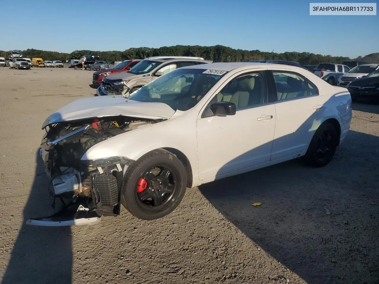 2011 Ford Fusion Se VIN: 3FAHP0HA6BR117733 Lot: 75478124